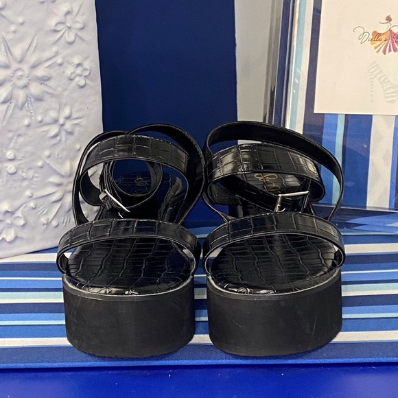 Black croc animal print platform wedge flatform ankle strap sandals Sz 10 - Picture 10 of 10